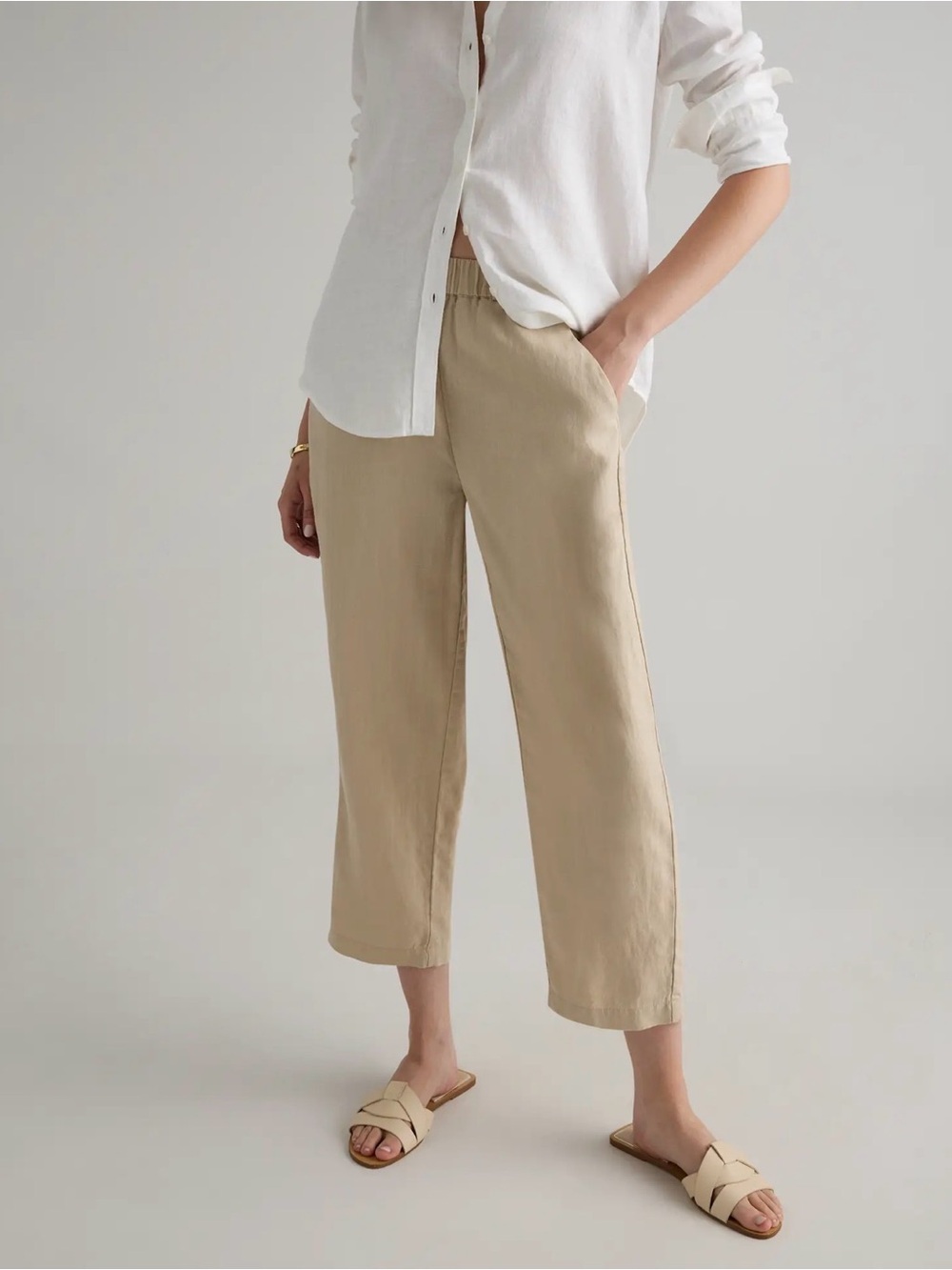 Quince 100% European Linen Pants Driftwood Small